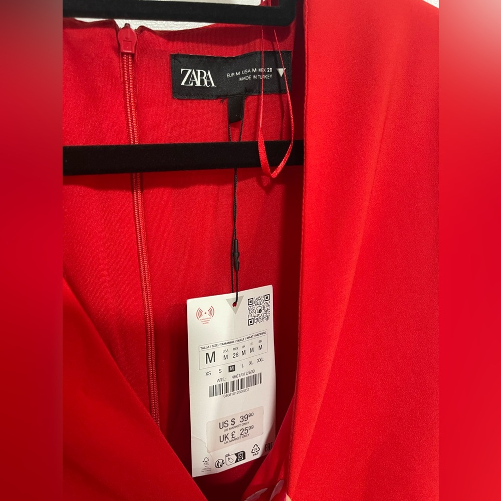 ZARA Deep V-Neck Red Bodysuit